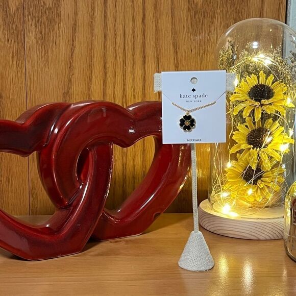 NWT Kate Spade Black & Gold Necklace Spade & Studs Enamel Mini Pendant #TSNK - Picture 1 of 8